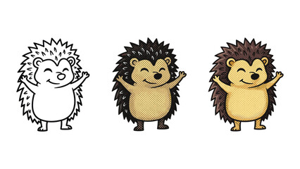 Fototapeta premium Cute cartoon hedgehog vector graphic with spiky quills