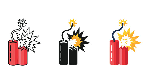 Exploding dynamite sticks vector cartoon illustration