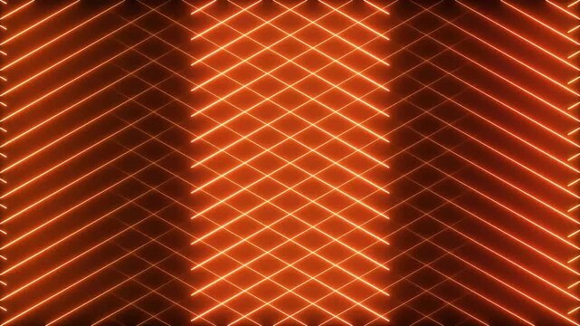 Abstract orange background with glowing neon lines in a diagonal grid pattern creating a modern geometric texture for digital design and artistic wallpaper themes