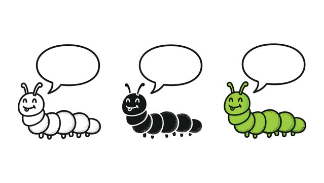 Cute happy caterpillar with speech bubble vector design