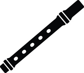 Silhouette of a traditional wooden flute musical instrument isolated design element vector © AbdullahAl