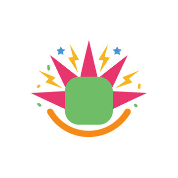 Abstract colorful explosion with green square