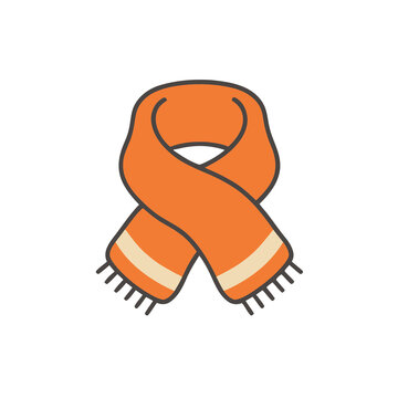 Orange scarf with stripes and fringe