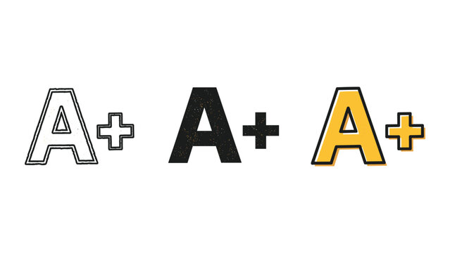Grade rating symbol vector set featuring letter A plus