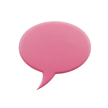 Pink speech bubble icon for chat and communication isolated on transparent background