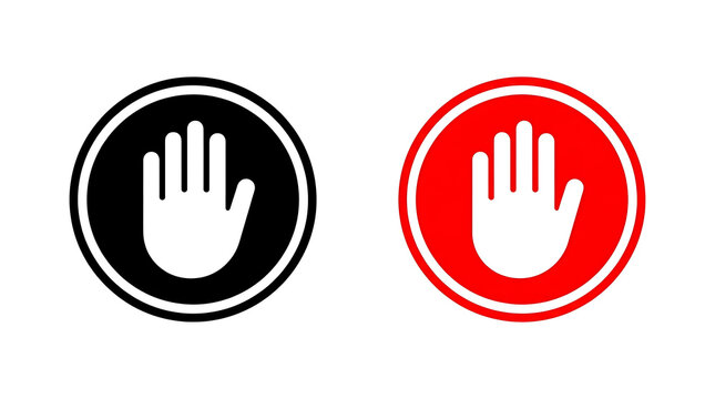 Stop hand icon in black and red circles