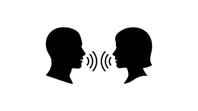 Two people talking and communicating with sound waves