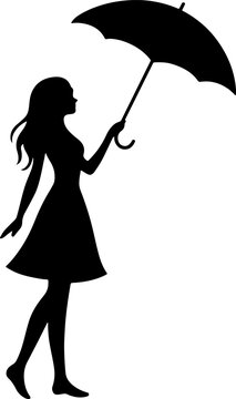 A ledy is standing with an umbrella