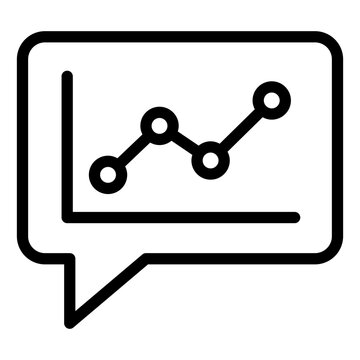 Speech bubble with graph depicting social media sentiment analysis and communication performance metrics for Digital advertising icon line style