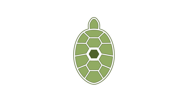 A simple green turtle shell icon isolated on a clean white background