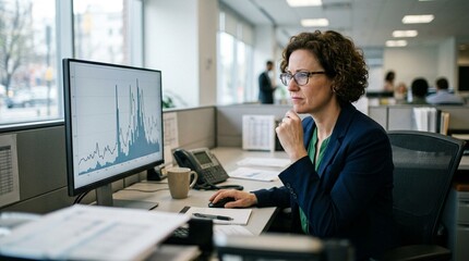 Fototapeta premium Claims manager reviewing a catastrophe payout timeline - Insurance Claims Management Stock Photo
