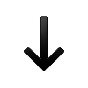 Black arrow icon pointing down for web and mobile design isolated on transparent background