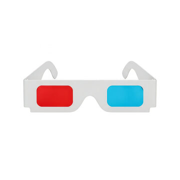 Paper 3D glasses with red and blue lenses isolated on white background