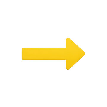 Simple yellow arrow pointing to the right isolated on transparent background