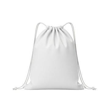 Blank white drawstring backpack isolated on a transparent background