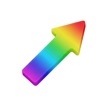 3D rainbow gradient arrow pointing up isolated on a transparent background