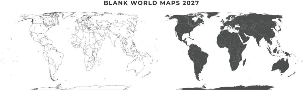 Robinson Projection Blank World Map Outline For Graphic Presentations