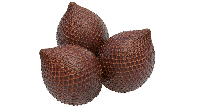 A pile of brown tropical salak fruits with shiny snake-like skin for healthy snacking.