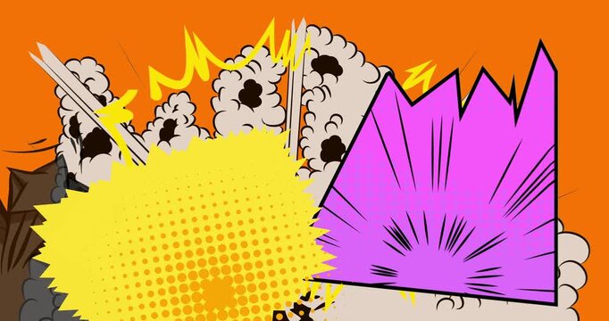 Cartoon background animation, comic book backdrop video. Retro comics pop art design.