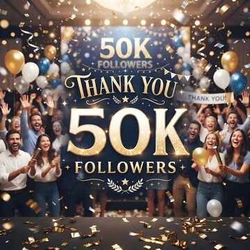 Crowd Celebrating 50k Followers Milestone at Event Venue