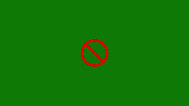 A bright red prohibition symbol, a circle with a diagonal line through it, is superimposed on a solid, deep green background, indicating a restriction or forbidden action. Keywords: prohibition