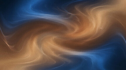 Fototapeta premium Abstract flowing wave pattern with blue and gold grainy noise texture