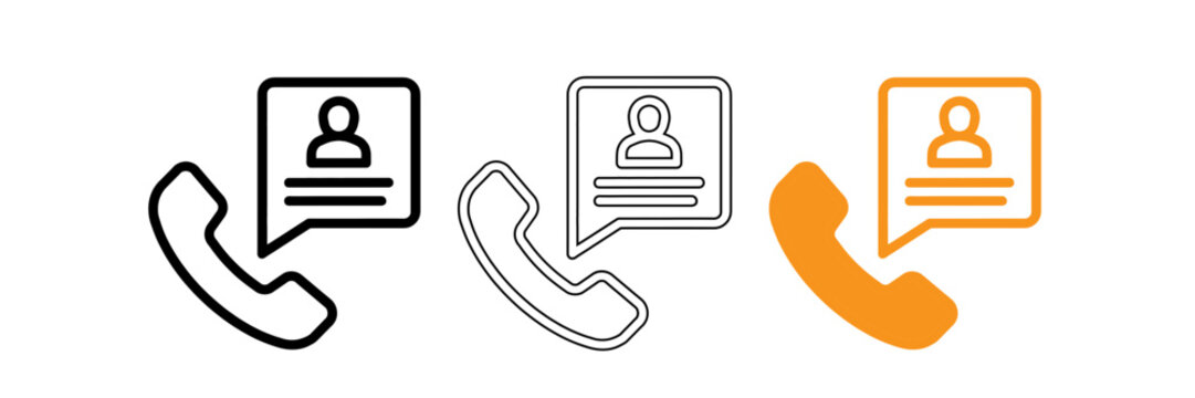 Customer service concept featuring phone handset and user profile icon set