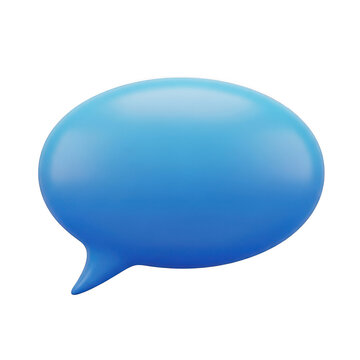 3D Blue Speech Bubble Icon Isolated on White Background for Communication Design