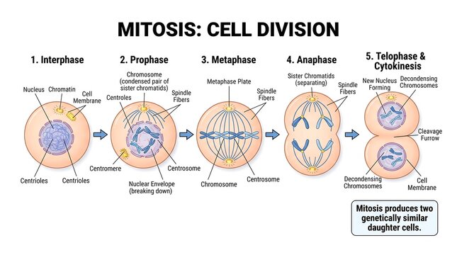 Mitosis cell division diagram vector illustration isolated on transparent background