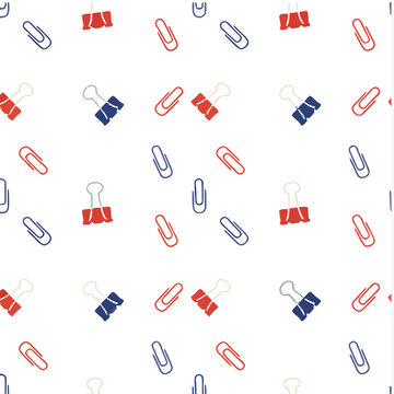 Seamless pattern of paper clips and binder clips