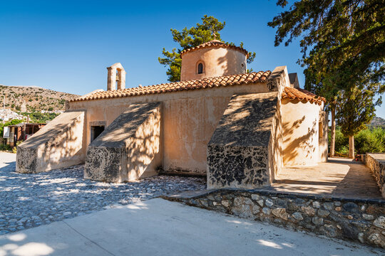 Panagia Kera church side view, Byzantine architecture, Kritsa, Crete, Greece