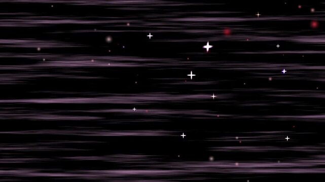 Futuristic abstract space flight loop with glowing crystal stars, purple speed lines, and cosmic travel night sky background in 4K resolution.
