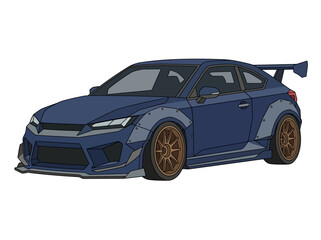 Naklejka premium Custom Sports Coupe with Wide Body Kit and Racing Wing