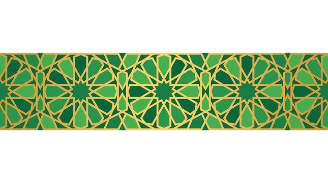 Islamic geometric ornament border and mandala header vector design for Ramadan and Eid Mubarak