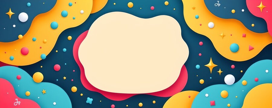 A vibrant digital illustration with an abstract space theme