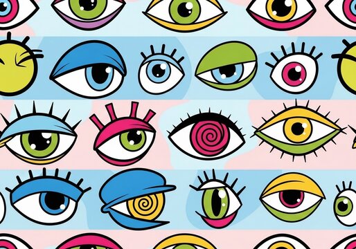 Vibrant Eyes Pattern: A Pop Art Explosion of Bold Colors & Playful Expressions