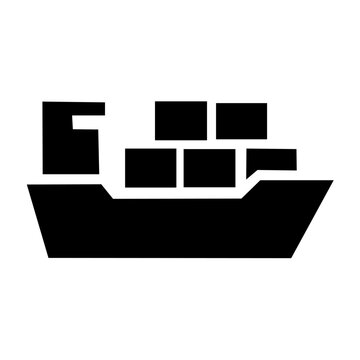 cargo ship container vessel black silhouette maritime transport icon