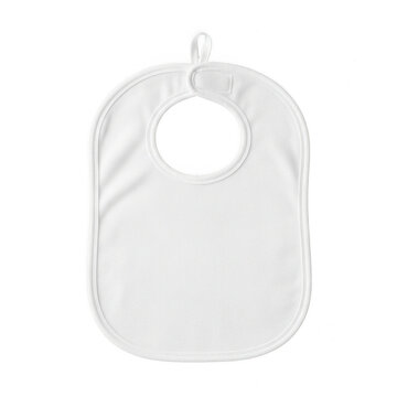 Blank white baby bib isolated on a transparent background for design