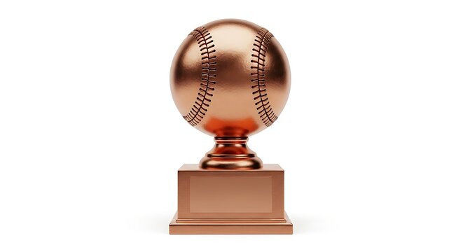 A gleaming bronze trophy shaped like a baseball, symbolizing achievement and victory in the sport