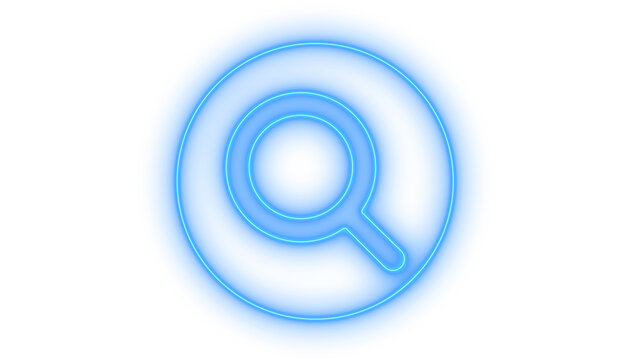 Glowing neon magnifying glass search icon isolated on transparent background. Find symbol. Web UI button. Zoom lens tool. Navigation sign. Discovery