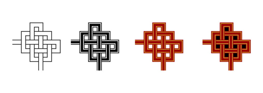 Celtic Knot Border Corner Geometric Pattern Decorative Ornament Vector Design Set