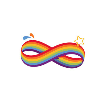Infinity symbol with rainbow colors and star