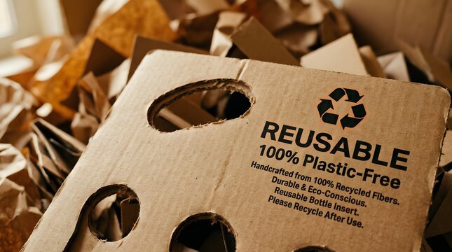 Eco-friendly reusable cardboard packaging 100% plastic-free and recycled materials sustainable shipping and zero waste concept