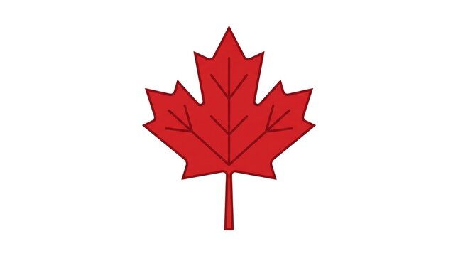 A vibrant stylized depiction of a single iconic canadian maple leaf prominently displayed against a clean white background symbolizing national pride