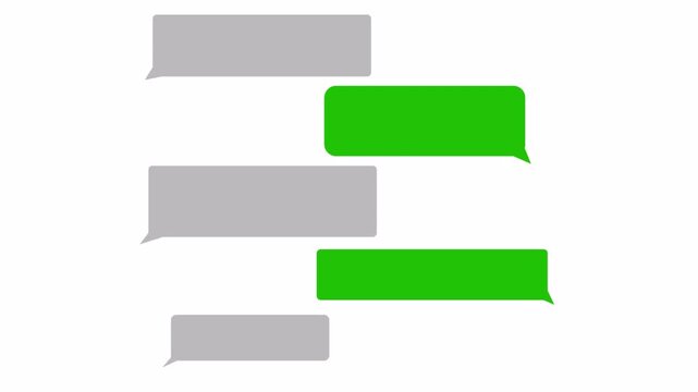 SMS text empty message conversation icon sign animation on transparent background, chatting text message animated in 4k.