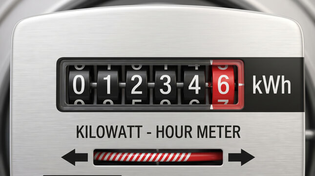 Electricity smart grid monitor displays kilowatt hour meter reading. Renewable energy power. future technology innovation, network system efficiency, management control
