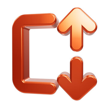 Glossy 3D orange icon showing vertical resize adjustment arrows
