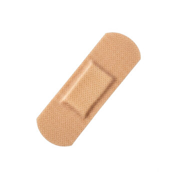 Adhesive bandage strip isolated on white background for medical wound care and first aid.