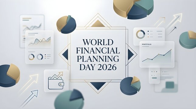 Minimalist financial poster design for world financial planning day 2026