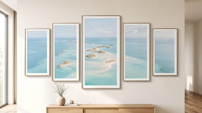 Maldives island aerial view wall art photo print set, interior decoration